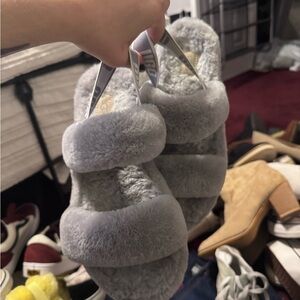UGG Soft Gray Fur Slippers